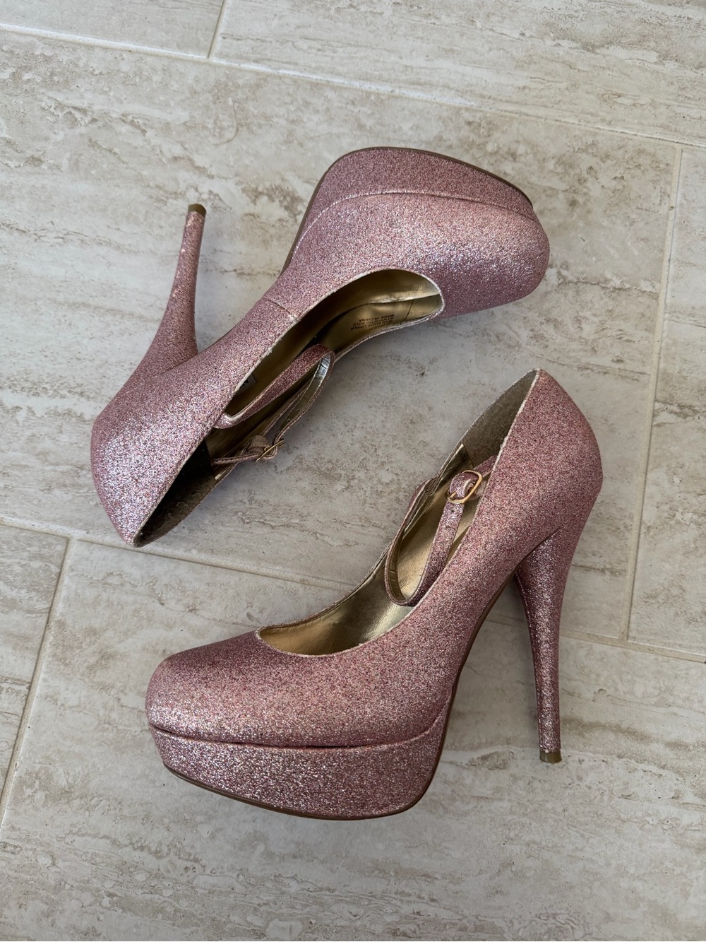 Steve Madden Pink Glitter Platform Mary Jane Stiletto Pumps